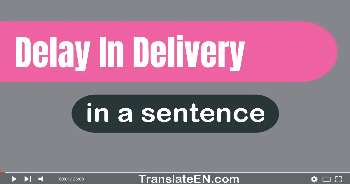 Use "delay in delivery" in a sentence | "delay in delivery" sentence examples