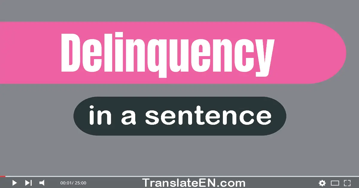 Use "delinquency" in a sentence | "delinquency" sentence examples