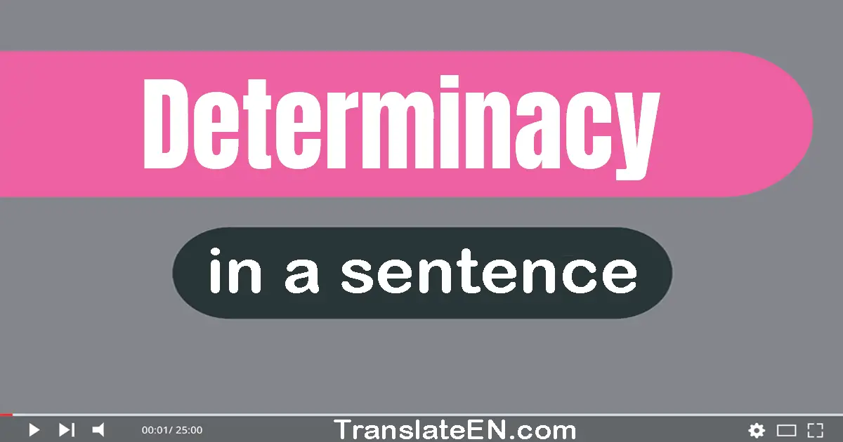 Use "determinacy" in a sentence | "determinacy" sentence examples
