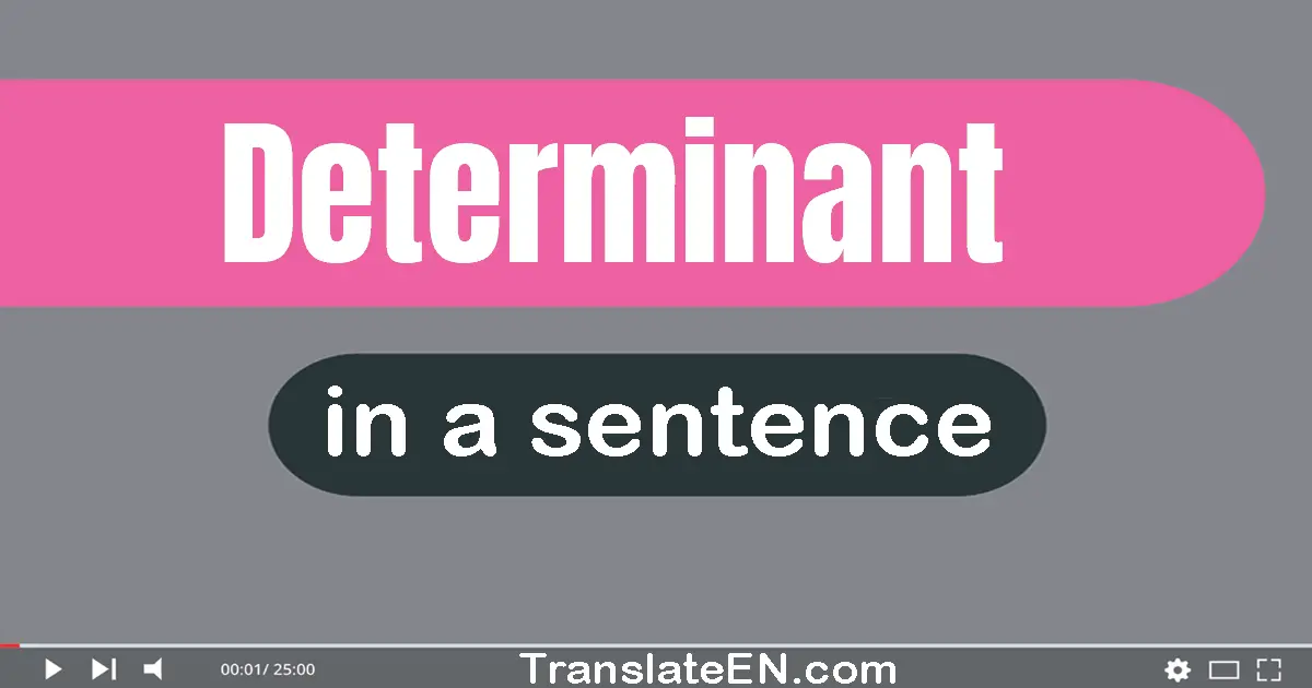 Use "determinant" in a sentence | "determinant" sentence examples