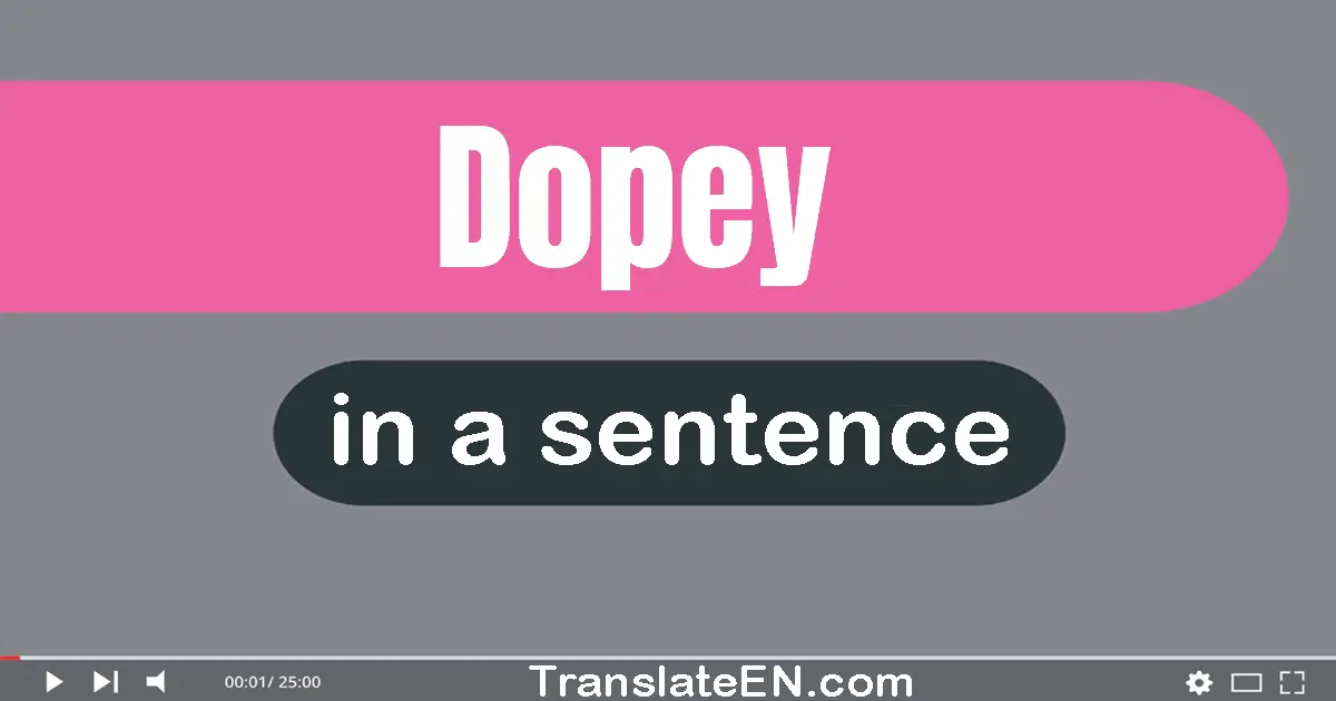 Use "dopey" in a sentence | "dopey" sentence examples