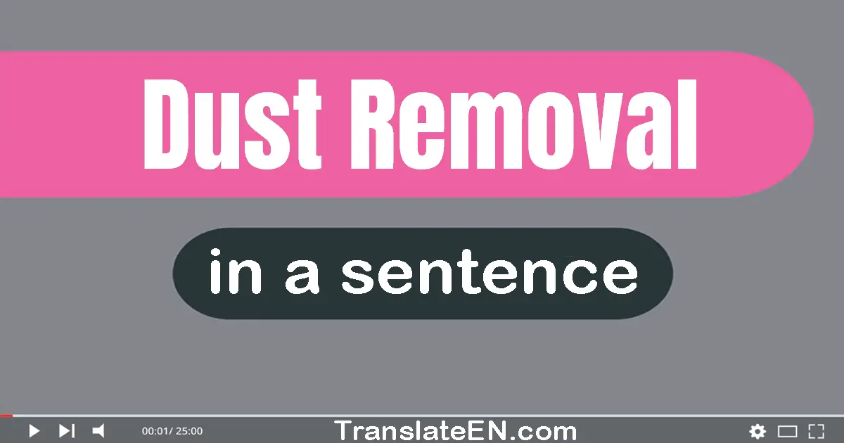 Use "dust removal" in a sentence | "dust removal" sentence examples