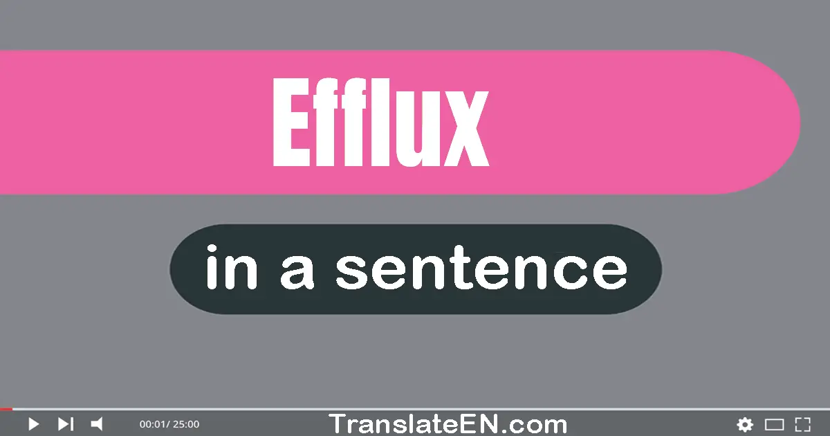 Use "efflux" in a sentence | "efflux" sentence examples