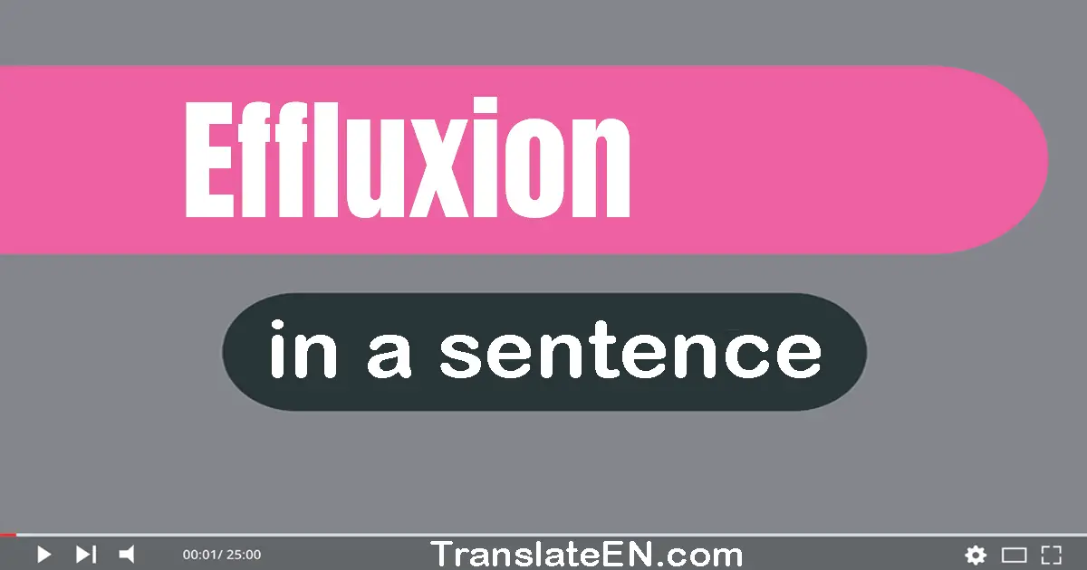 Use "effluxion" in a sentence | "effluxion" sentence examples