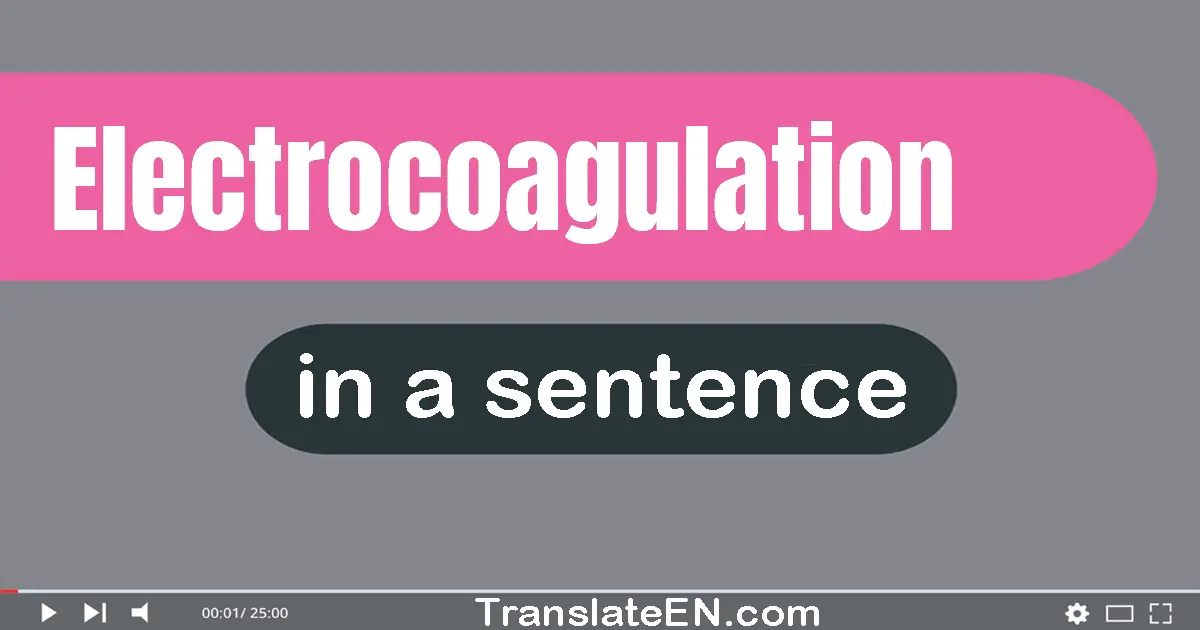 Use "electrocoagulation" in a sentence | "electrocoagulation" sentence examples