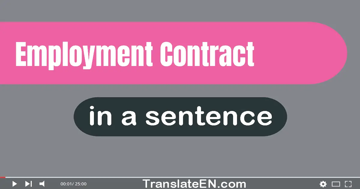 Use "employment contract" in a sentence | "employment contract" sentence examples