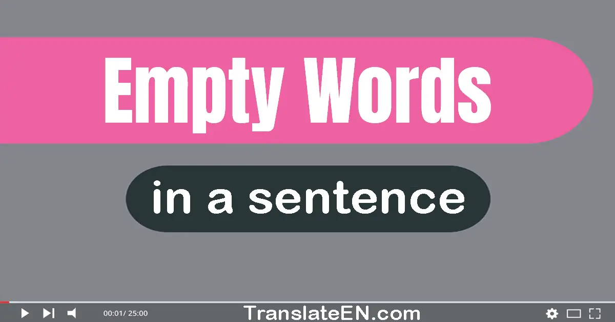 Use "empty words" in a sentence | "empty words" sentence examples