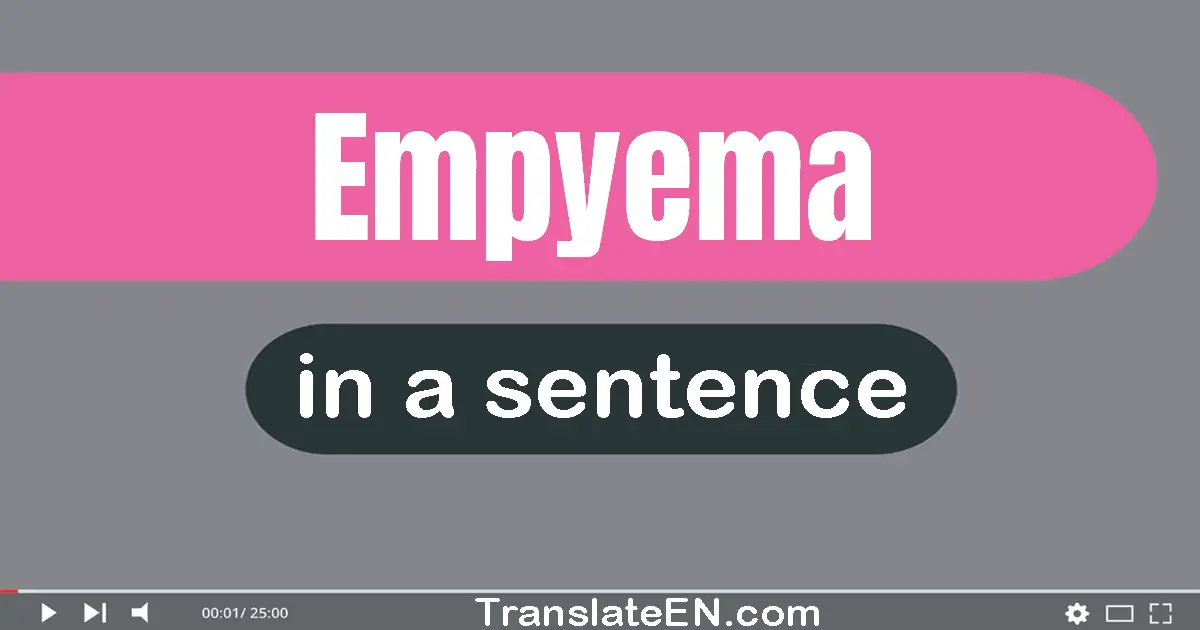 Use "empyema" in a sentence | "empyema" sentence examples