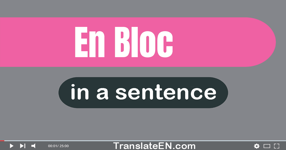 Use "en bloc" in a sentence | "en bloc" sentence examples