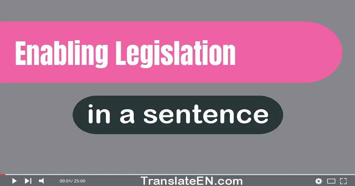 Use "enabling legislation" in a sentence | "enabling legislation" sentence examples