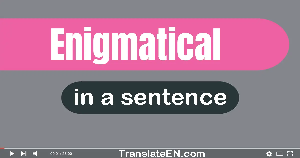 Use "enigmatical" in a sentence | "enigmatical" sentence examples