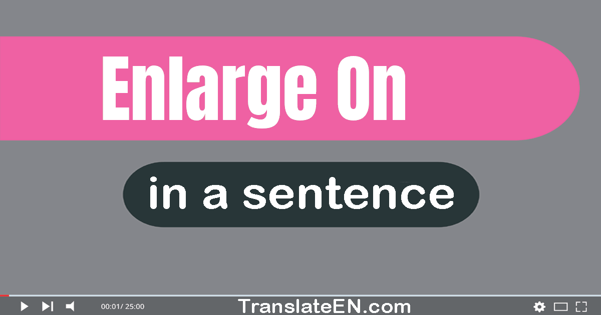 Use "enlarge on" in a sentence | "enlarge on" sentence examples