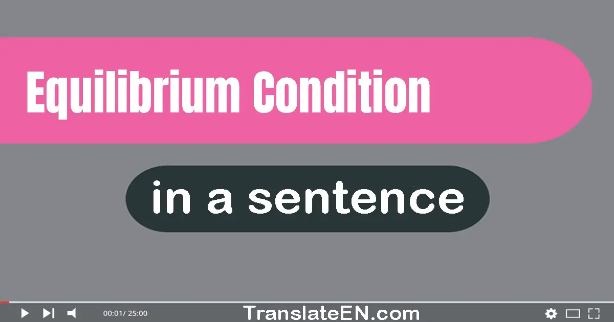 Use "equilibrium condition" in a sentence | "equilibrium condition" sentence examples