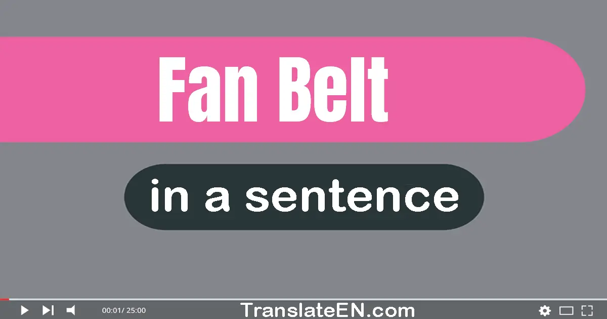 Use "fan belt" in a sentence | "fan belt" sentence examples