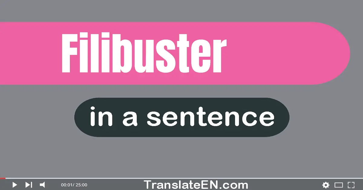 Use "filibuster" in a sentence | "filibuster" sentence examples