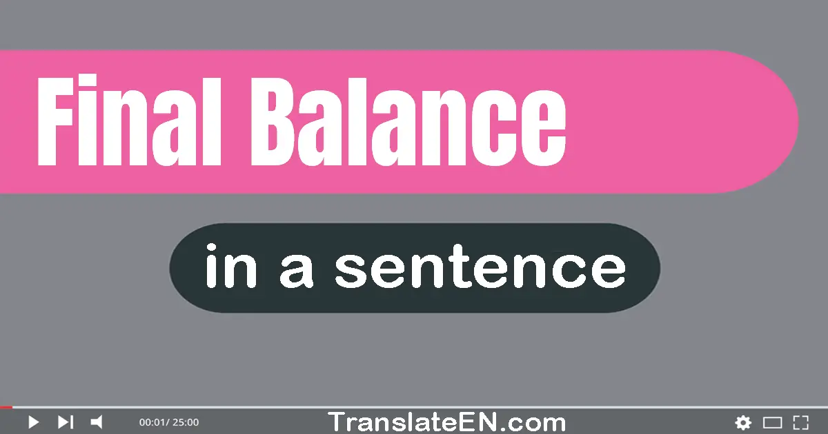 Use "final balance" in a sentence | "final balance" sentence examples