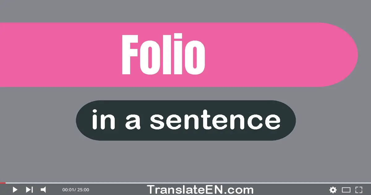 Use "folio" in a sentence | "folio" sentence examples