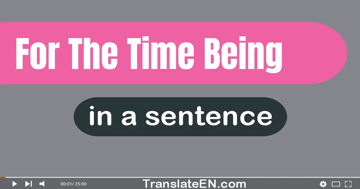 For The Time Being in a sentence