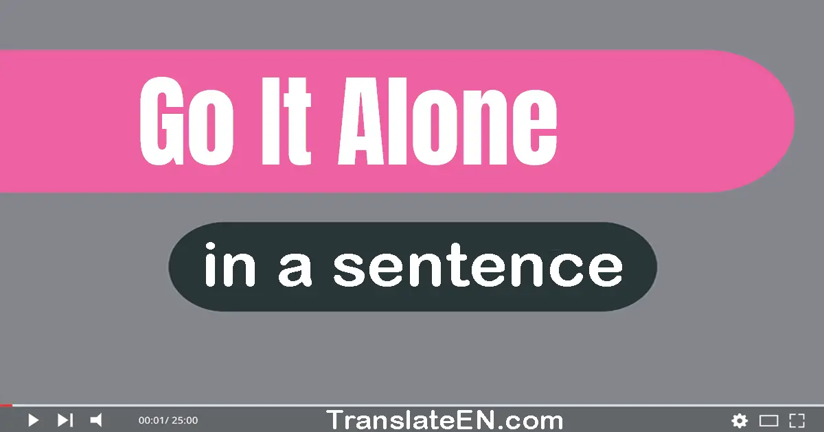 Use "go it alone" in a sentence | "go it alone" sentence examples