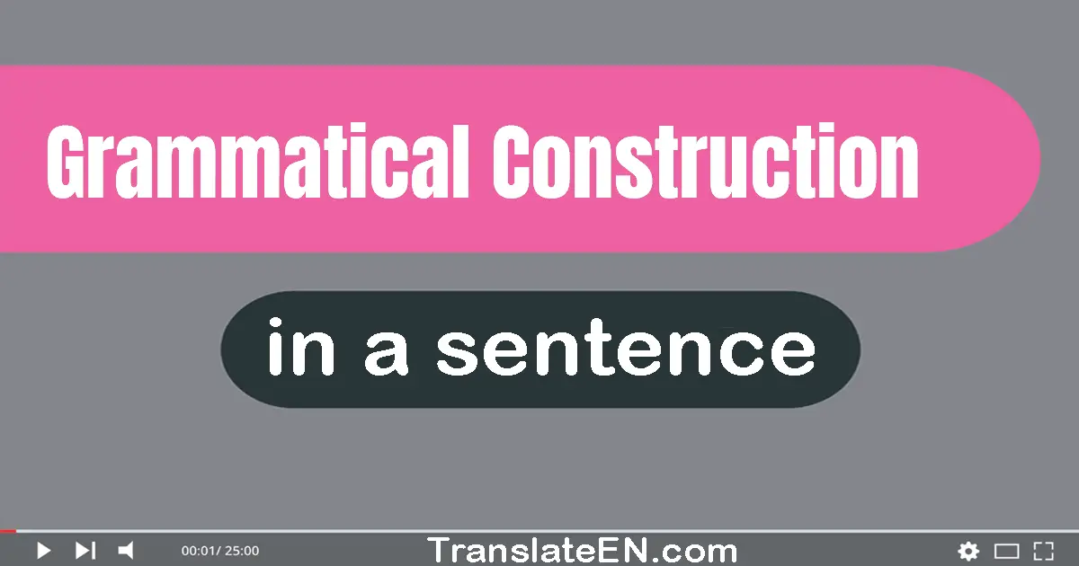 Use "grammatical construction" in a sentence | "grammatical construction" sentence examples