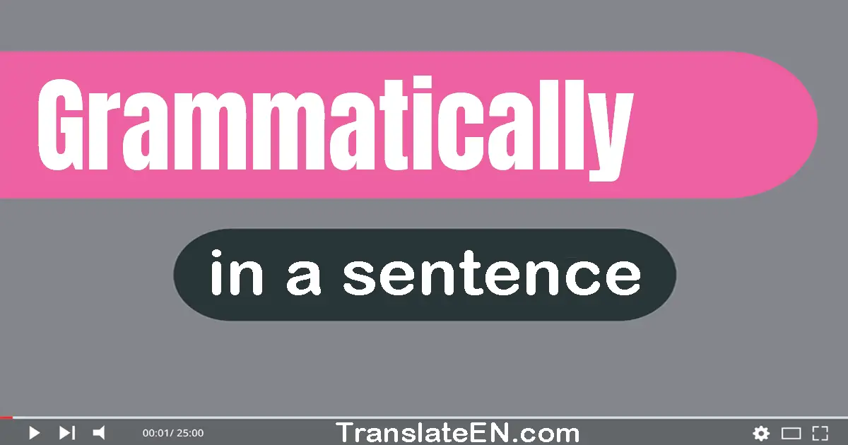Use "grammatically" in a sentence | "grammatically" sentence examples