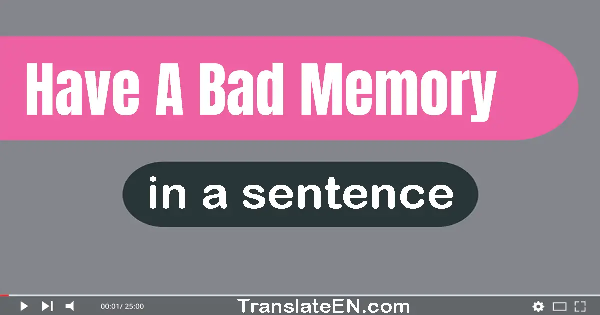 Have A Bad Memory in a sentence