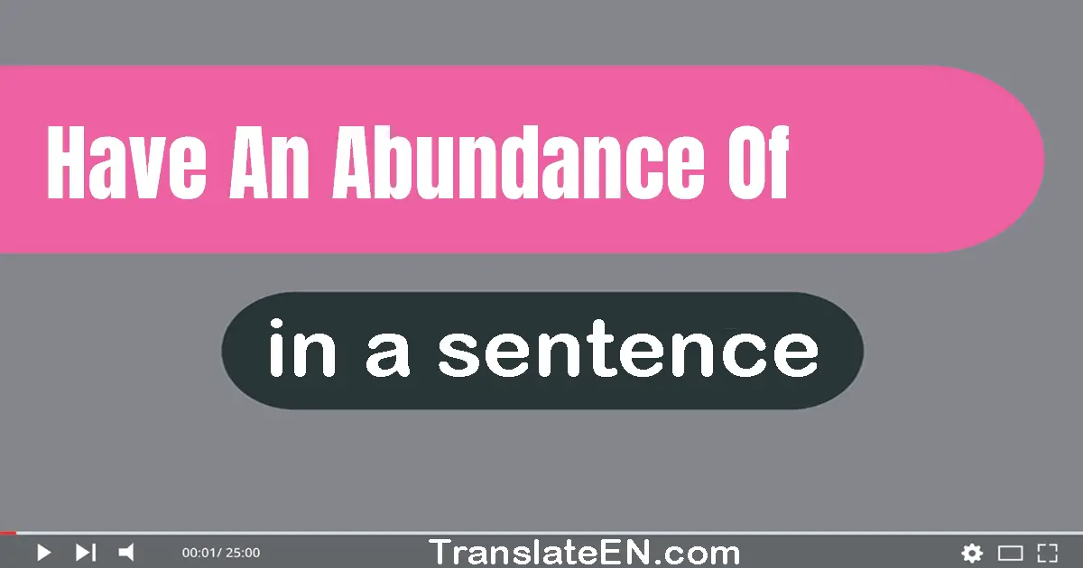 Have An Abundance Of in a sentence