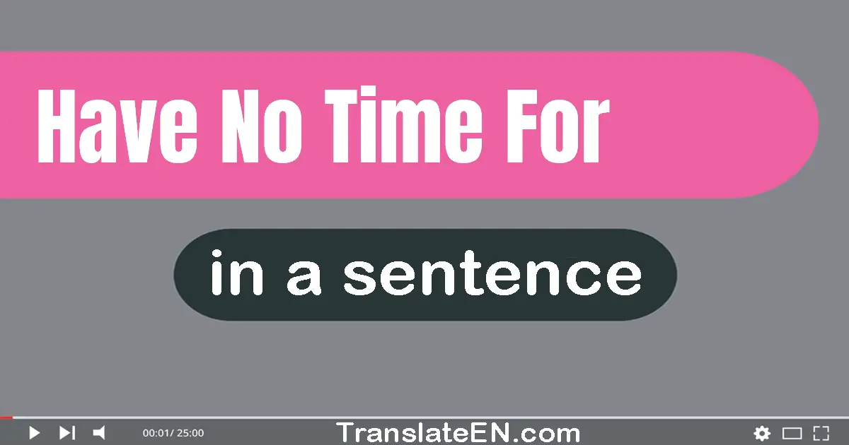 Have No Time For in a sentence