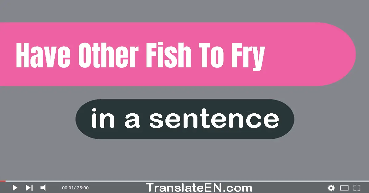 Have Other Fish To Fry in a sentence