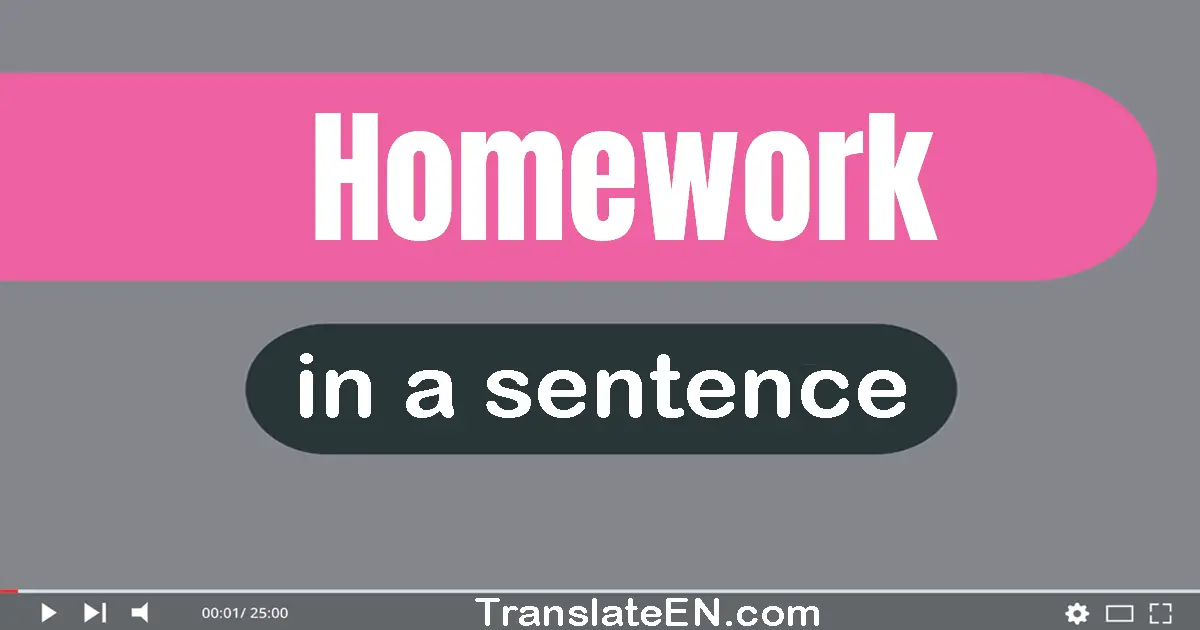 use of homework in sentence
