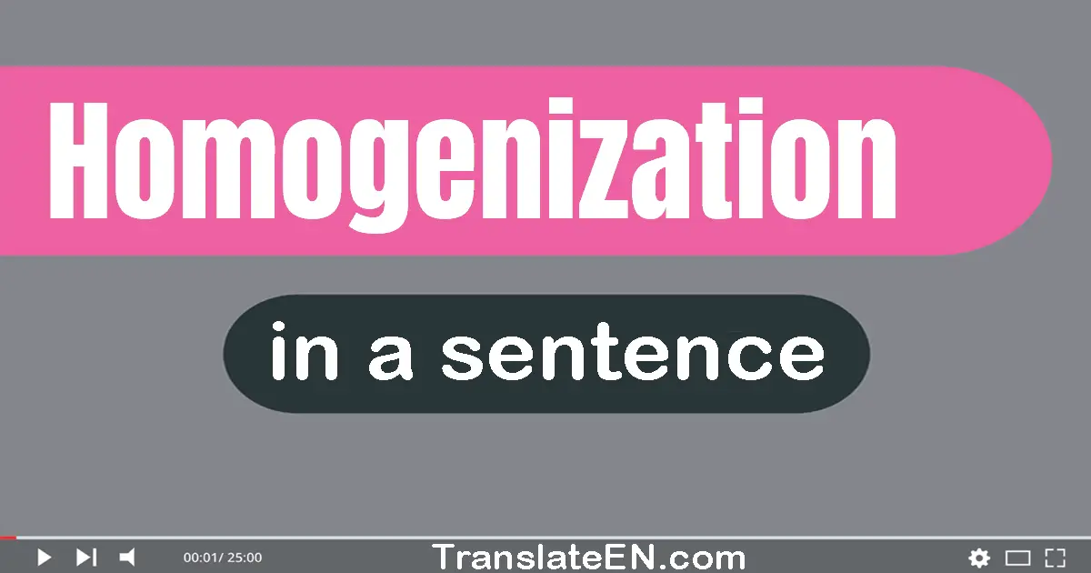 Use "homogenization" in a sentence | "homogenization" sentence examples