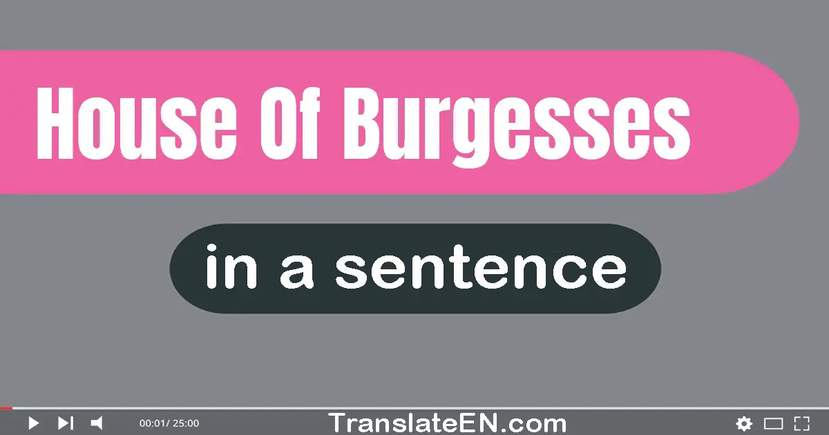 House Of Burgesses in a sentence