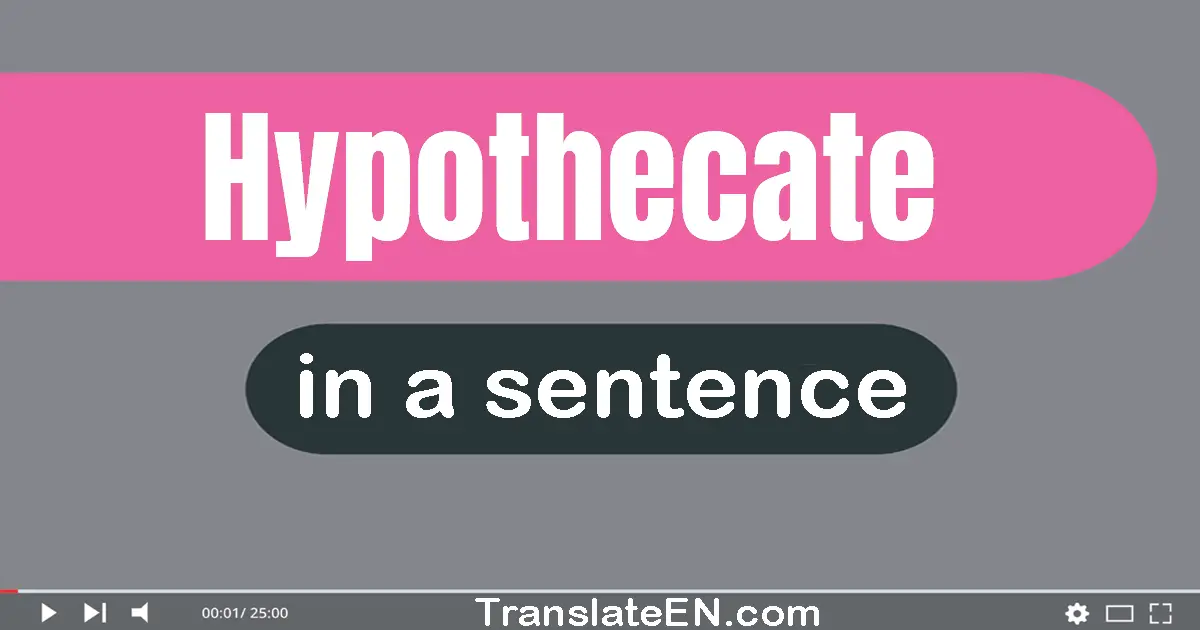 Use "hypothecate" in a sentence | "hypothecate" sentence examples