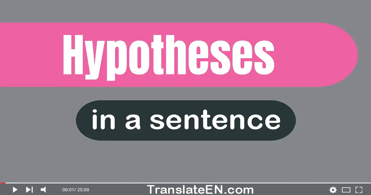 Use "hypotheses" in a sentence | "hypotheses" sentence examples