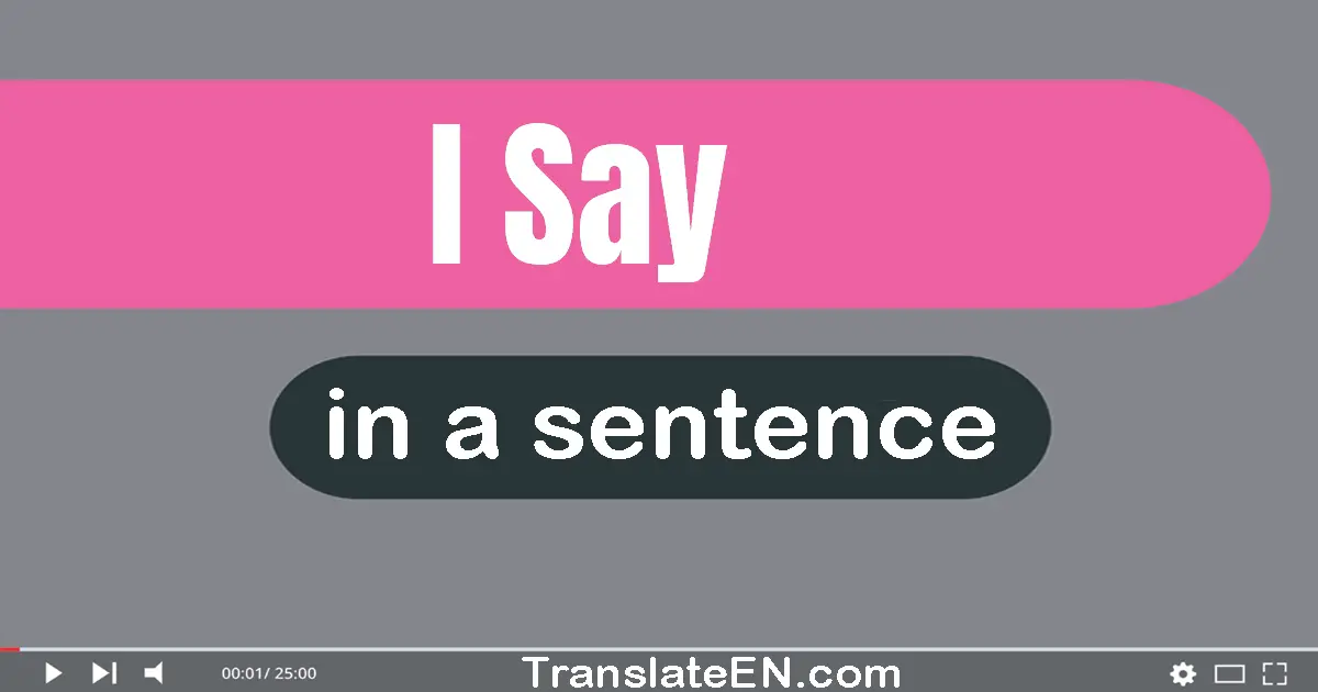 Use "i say" in a sentence | "i say" sentence examples