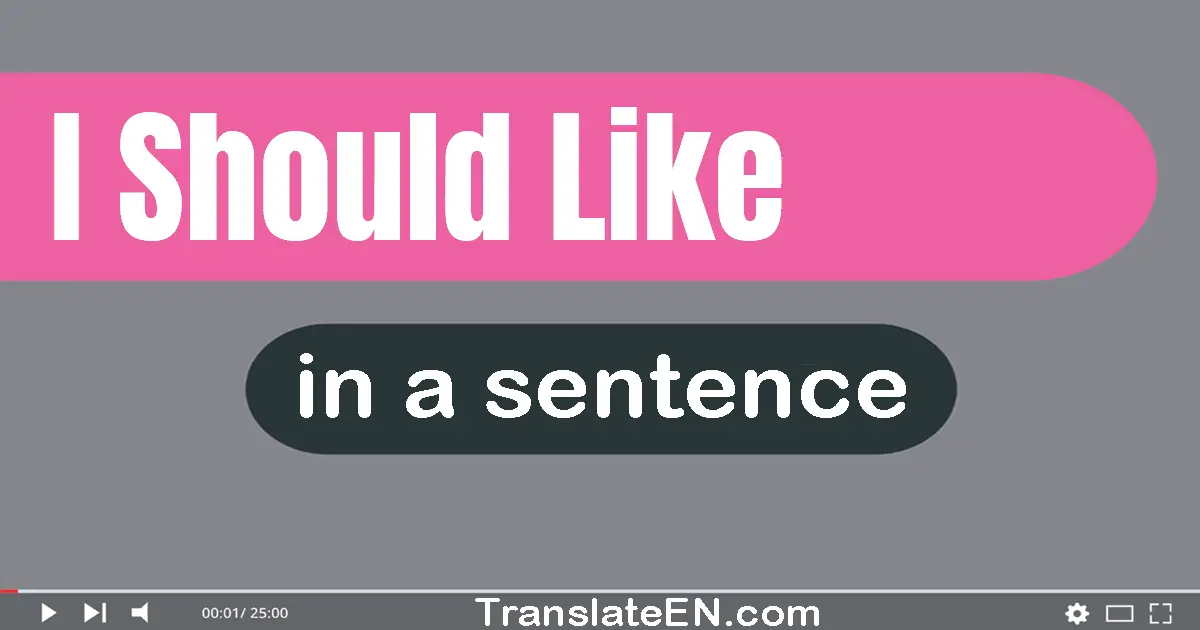 Use "i should like" in a sentence | "i should like" sentence examples