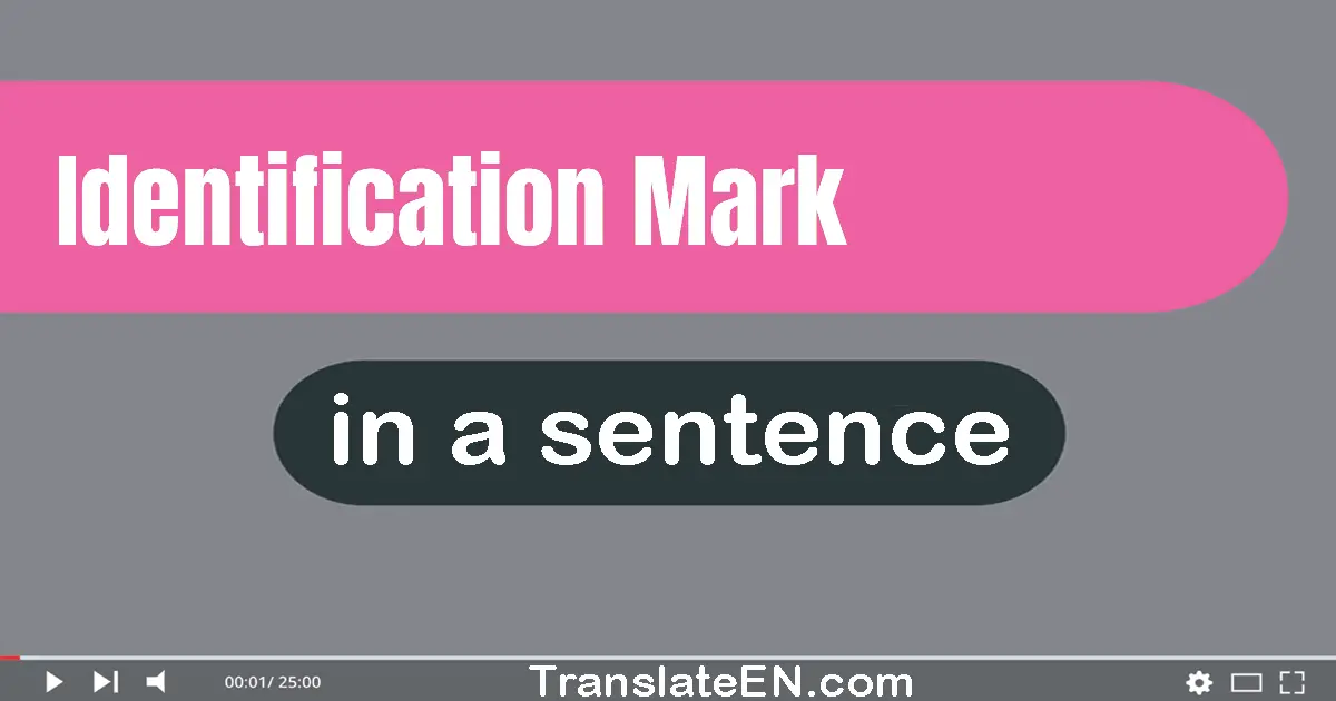 Use "identification mark" in a sentence | "identification mark" sentence examples