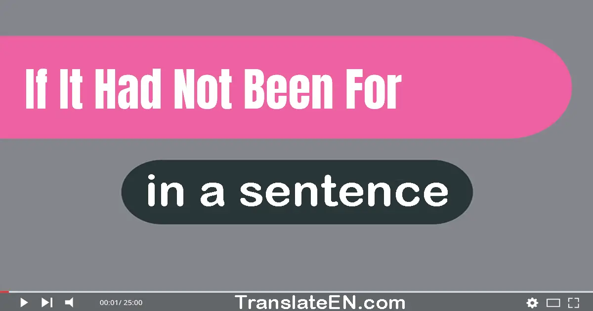 Use "if it had not been for" in a sentence | "if it had not been for" sentence examples