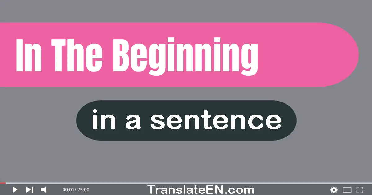 In The Beginning in a sentence