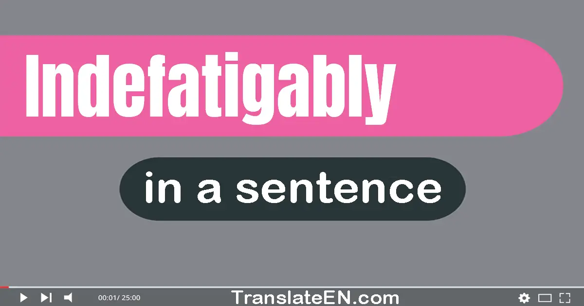 Use "indefatigably" in a sentence | "indefatigably" sentence examples