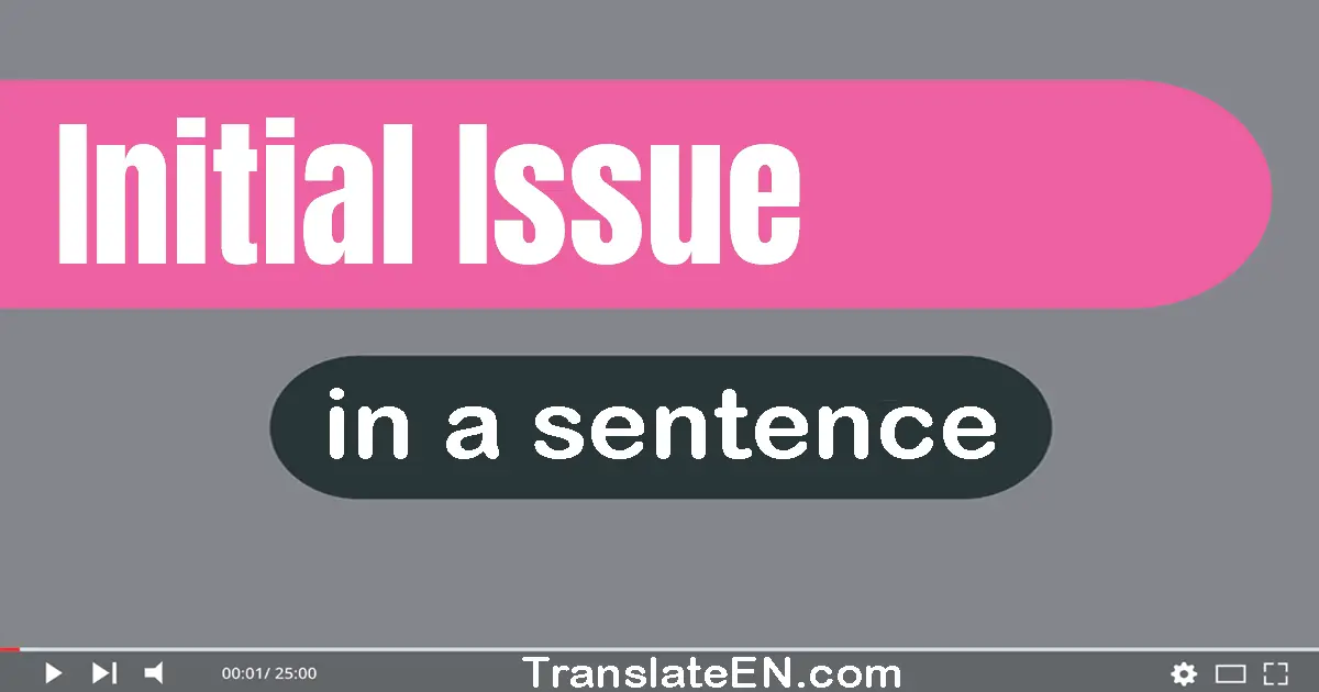 Initial Issue in a sentence