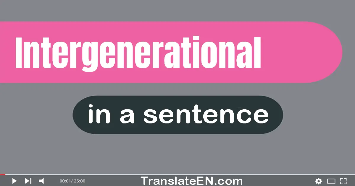 Use "intergenerational" in a sentence | "intergenerational" sentence examples