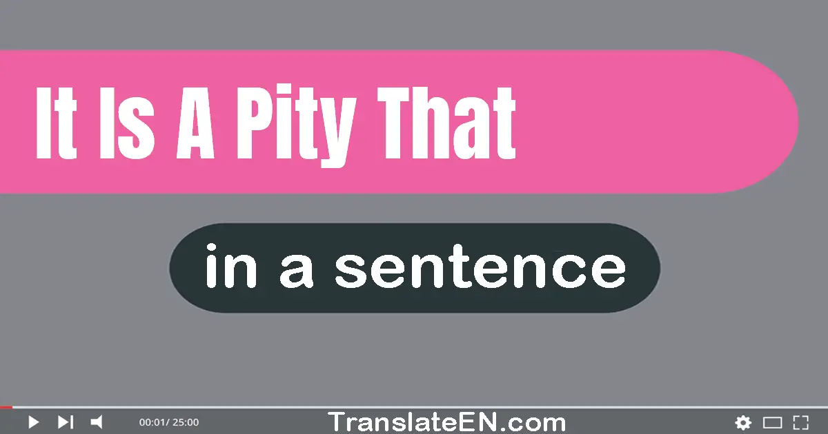 It Is A Pity That in a sentence