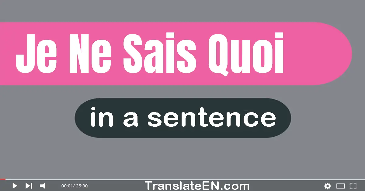 Je Ne Sais Quoi in a sentence