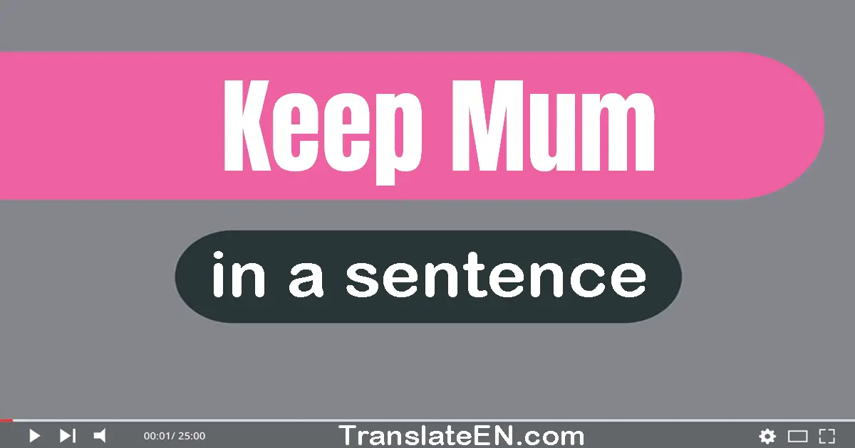 Use "keep mum" in a sentence | "keep mum" sentence examples