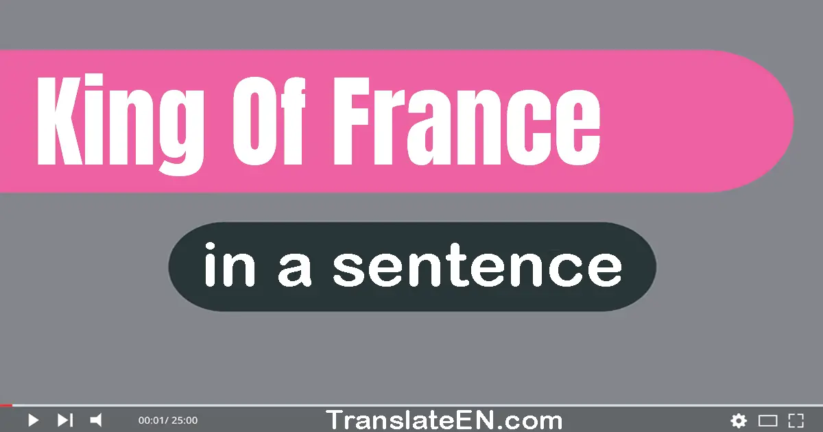 Use "king of france" in a sentence | "king of france" sentence examples