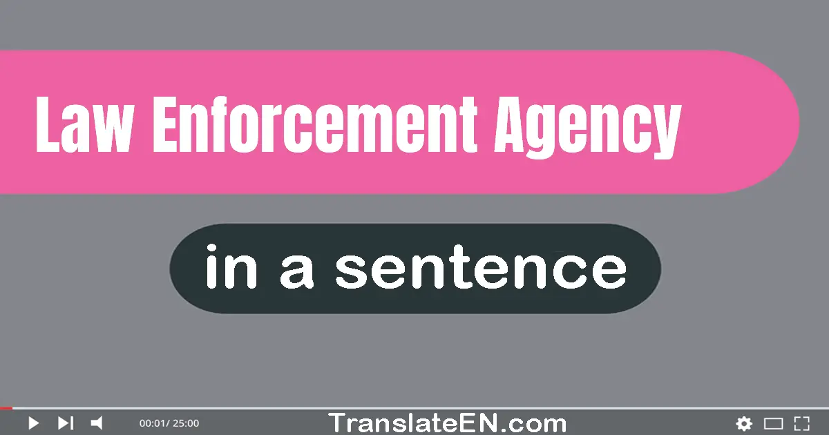 Use "law enforcement agency" in a sentence | "law enforcement agency" sentence examples