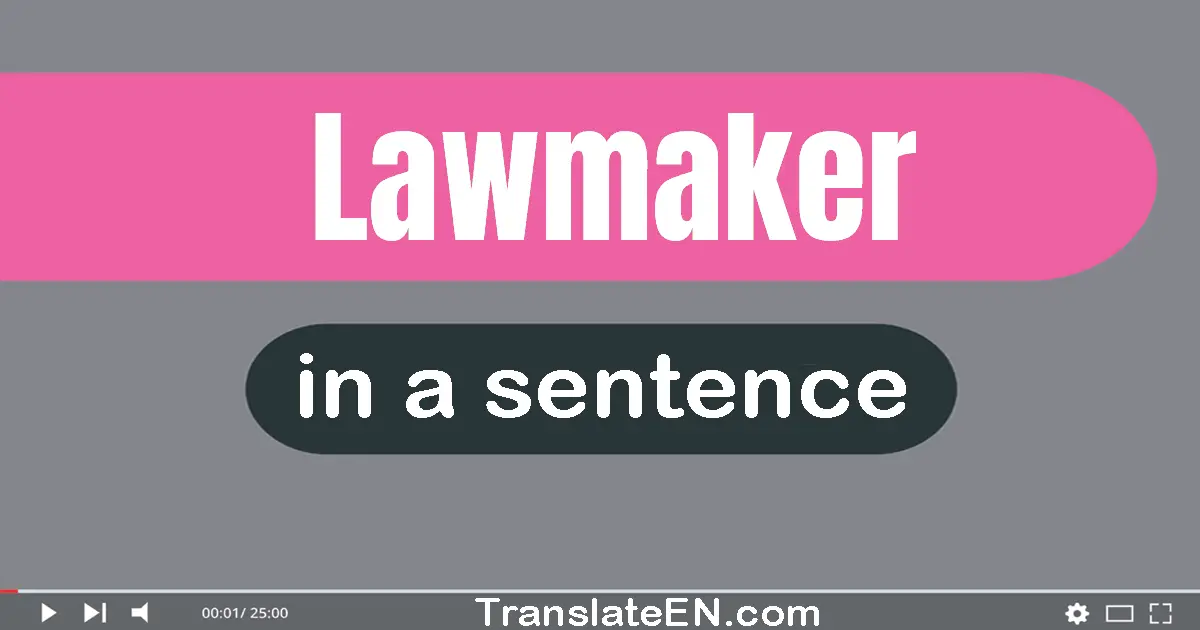 Use "lawmaker" in a sentence | "lawmaker" sentence examples