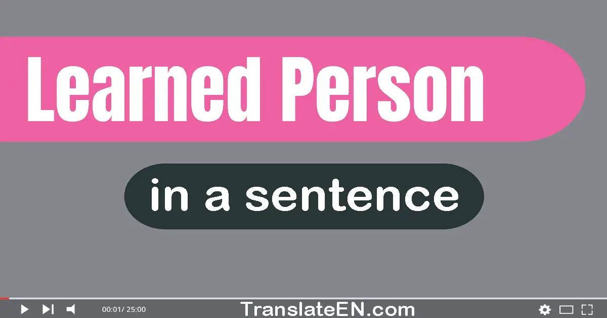 Use "learned person" in a sentence | "learned person" sentence examples