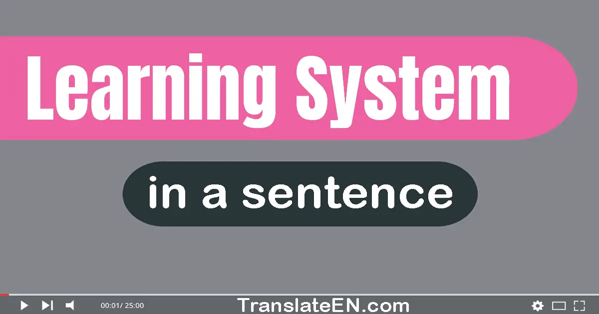 Use "learning system" in a sentence | "learning system" sentence examples